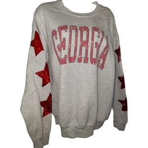🦄 Gray Sweatshirt with Red Star Sleeves